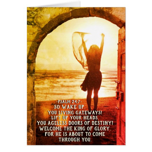 Psalm 24:7-9 King of Glory, Bijbelse Verse Kaart (Voorkant)