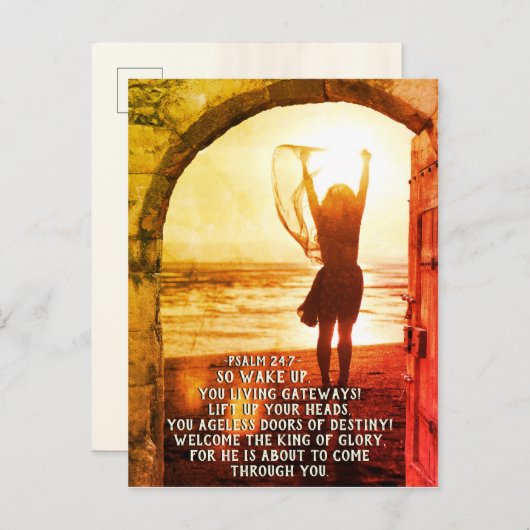 Psalm 24:7 King of Glory, Bijbelse Verse Briefkaart (Voorkant / Achterkant)