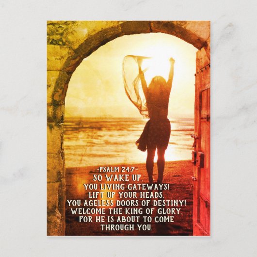 Psalm 24:7 King of Glory, Bijbelse Verse Briefkaart (Voorkant)
