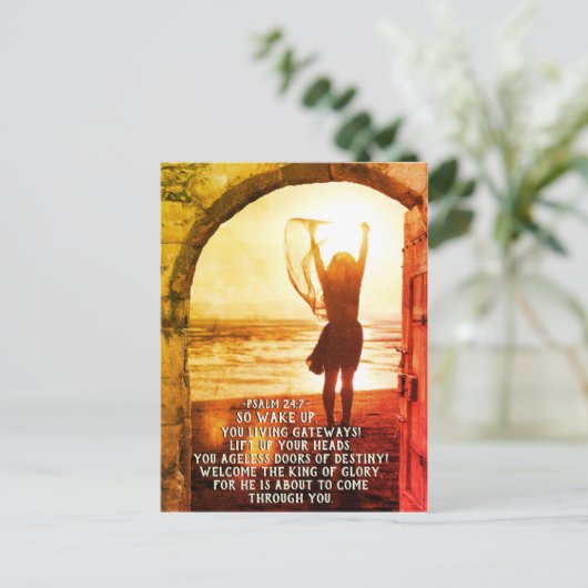 Psalm 24:7 King of Glory, Bijbelse Verse Briefkaart (Staand voorkant)