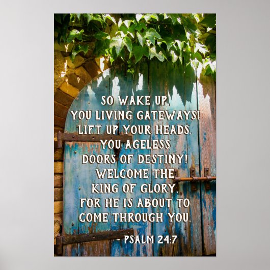 Psalm 24:7 King of Glory, Bijbelse Verse Poster (Voorkant)