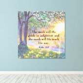 Psalm 25:9 Canvas afdrukken (Insitu (Houten vloer))