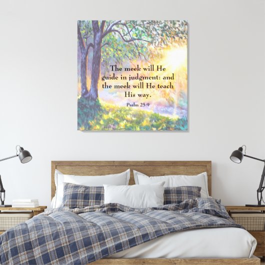 Psalm 25:9 Canvas afdrukken (Insitu (Slaapkamer))
