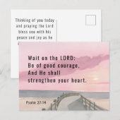 Psalm 27:14 Wacht op de Heer Bijbel Verse Oceaan Briefkaart (Voorkant / Achterkant)