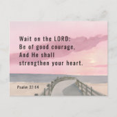Psalm 27:14 Wacht op de Heer Bijbel Verse Oceaan Briefkaart (Voorkant)
