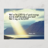Psalm 27:14 Wacht op de Heer Bijbel Verse Oceaan Briefkaart (Voorkant)