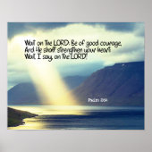 Psalm 27:14 Wacht op de Heer Bijbel Verse Oceaan Poster (Voorkant)