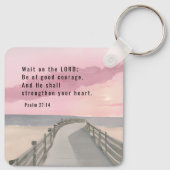 Psalm 27:14 Wacht op de Heer Bijbel Verse Oceaan Sleutelhanger (Achterkant)