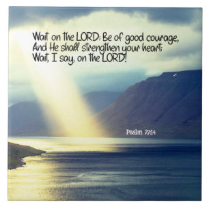 Psalm 27:14 Wacht op de Heer Bijbel Verse Oceaan Tegeltje