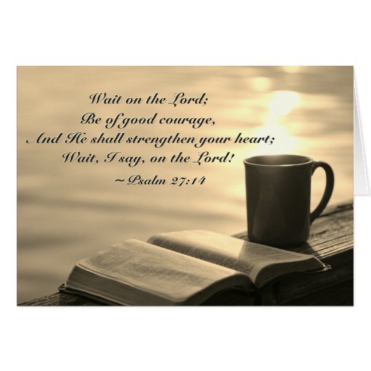 Psalm 27:14 Wacht op de Heer, bijbelse Kaart (Voorkant Horizontaal)