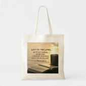 Psalm 27:14 Wacht op de Heer, Bijbelverse Tote Bag (Voorkant)