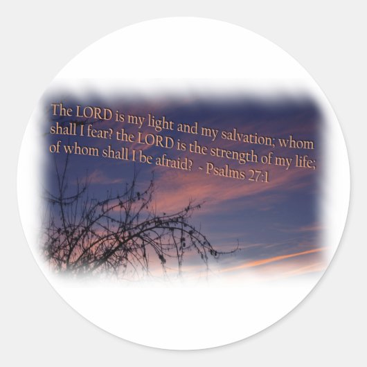 Psalm 27:1 bij de Witte Dageraad Ronde Sticker (Voorkant)