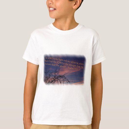 Psalm 27:1 bij de Witte Dageraad T-shirt (Voorkant)