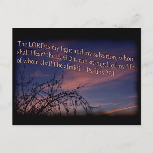 Psalm 27:1 bij de zwarte rand van de dageraad briefkaart (Voorkant)