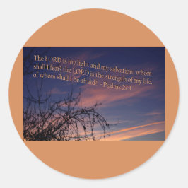 Psalm 27:1 bij zonsopgang ronde sticker