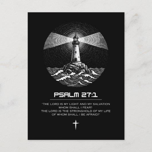 Psalm 27:1 Bijbelvers Tshirt | Christelijk Briefkaart (Voorkant)