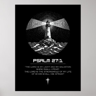 Psalm 27:1 Bijbelvers Vuurtoren Christelijk Poster
