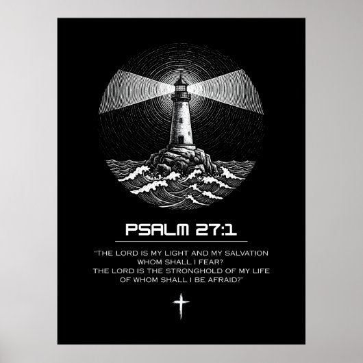Psalm 27:1 Bijbelvers | Vuurtoren Christelijk Poster (Voorkant)