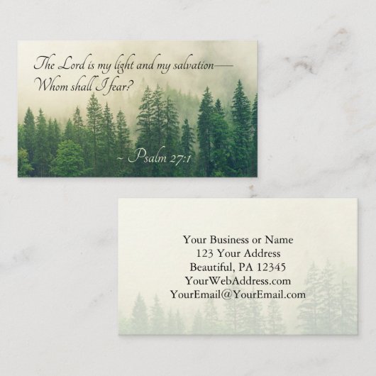 Psalm 27:1 De Heer is mijn licht en mijn redding— Visitekaartje (Voorkant / Achterkant)