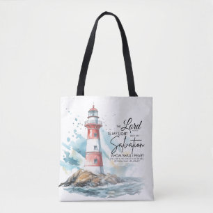 Psalm 27:1 De Heer van de Bijbel is mijn licht en  Tote Bag