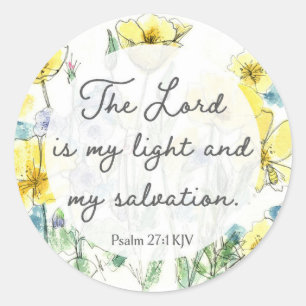 Psalm 27:1 Schrift Bloemknoppen Licht Heil Ronde Sticker