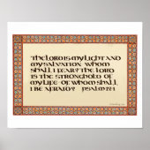 Psalm 27:1 verlichte kalligrafie Uncial script Poster (Voorkant)