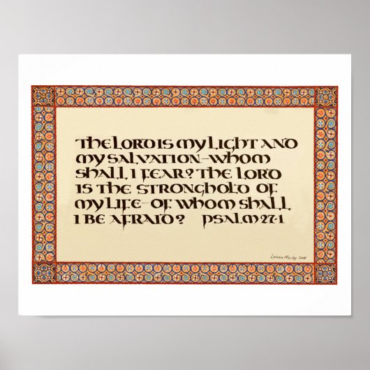 Psalm 27:1 verlichte kalligrafie Uncial script Poster (Voorkant)