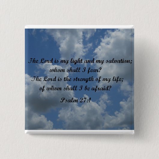 psalm 27:1 vierkante button 5,1 cm (Voorkant)