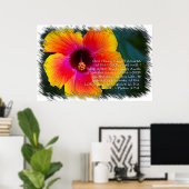 Psalm 27:4 Hibiscus op wit Poster (Thuiskantoor)