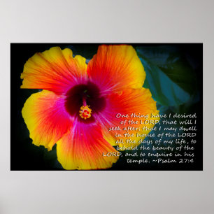 Psalm 27:4 Hibiscus op zwart Poster