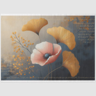 Psalm 27:4 Poppy Ginkgo Decoupage Tissue Paper Tissuepapier