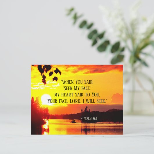 Psalm 27:8 Uw gezicht LORD ik zal Bijbel zoeken Briefkaart (Staand voorkant)