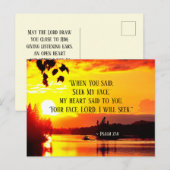 Psalm 27:8 Uw gezicht LORD ik zal Bijbel zoeken Briefkaart (Voorkant / Achterkant)