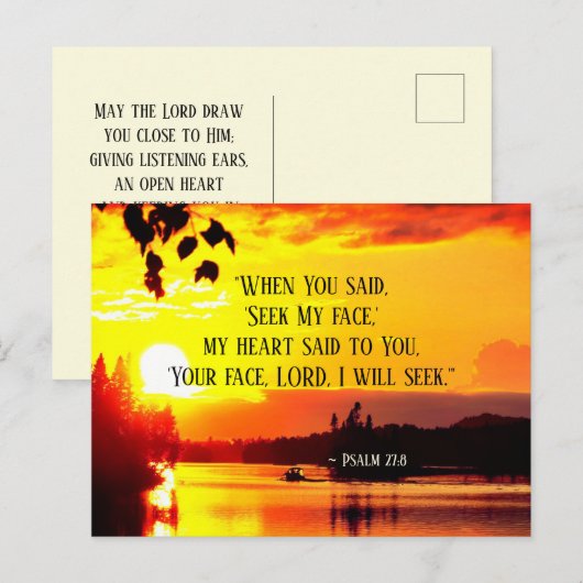 Psalm 27:8 Uw gezicht LORD ik zal Bijbel zoeken Briefkaart (Voorkant / Achterkant)