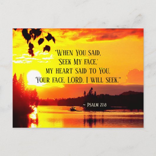 Psalm 27:8 Uw gezicht LORD ik zal Bijbel zoeken Briefkaart (Voorkant)