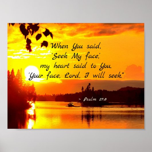 Psalm 27:8 Uw gezicht LORD ik zal Bijbel zoeken Poster (Voorkant)
