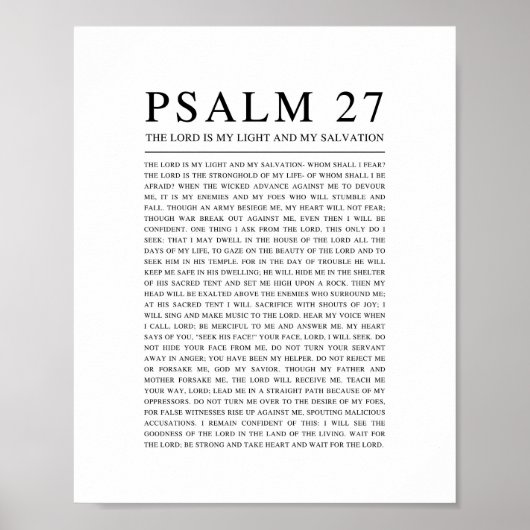 Psalm 27 De Heer is mijn licht en mijn redding Poster (Voorkant)