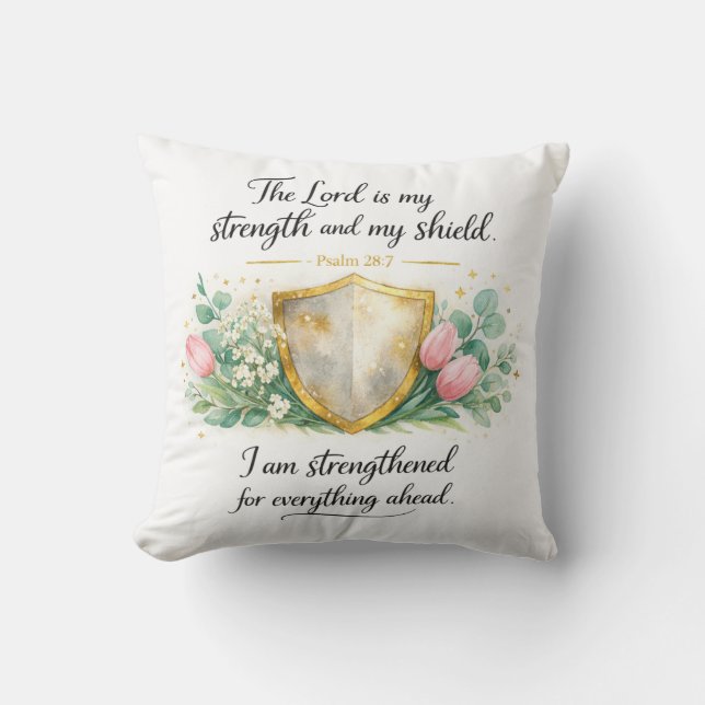 Psalm 28:7 Bijbelvers, Messiaanse Joodse Decoratie Kussen (Voorkant)