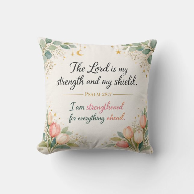 Psalm 28:7 Bijbelvers, Messiaanse Joodse Decoratie Kussen (Voorkant)