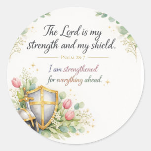 Psalm 28:7 Bijbelvers, Messiaanse Joodse Decoratie Ronde Sticker