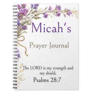 Psalm 28:7 Bijbelvers, Paarse gebedsdagboek, Notitieboek