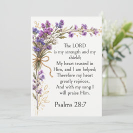 Psalm 28:7 Bijbelvers, Paarse Lavendel Bloemige Ku Kaart