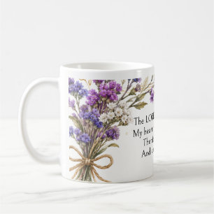 Psalm 28:7 Bijbelvers, Paarse Lavendel Bloemige Ku Koffiemok