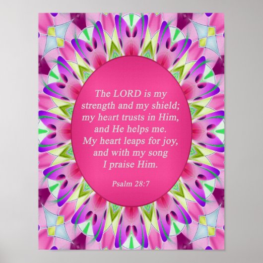 Psalm 28:7 Christelijk Poster (Voorkant)