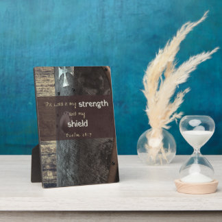 Psalm 28:7 Kracht en schild plaquette Fotoplaat