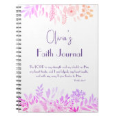 Psalm 28:7 Vrolijke Roze Lila Bloemen Geloof Gebed Notitieboek (Voorkant)