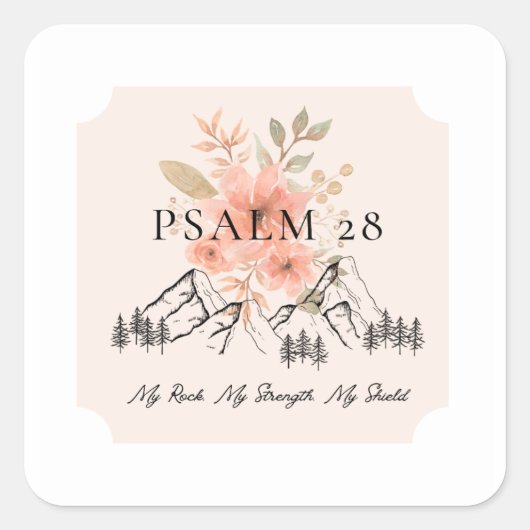 Psalm 28 Vierkante Stickers (Voorkant)