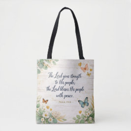 Psalm 29:11 - Kracht Bijbelvers - Waterverf Tote Bag