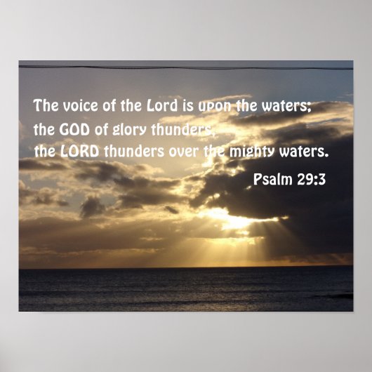 Psalm 29:3 De stem van de Heer staat op het water Poster (Voorkant)