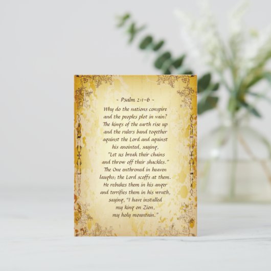 Psalm 2 1-6 Waarom verenigen de naties zich? Briefkaart (Staand voorkant)